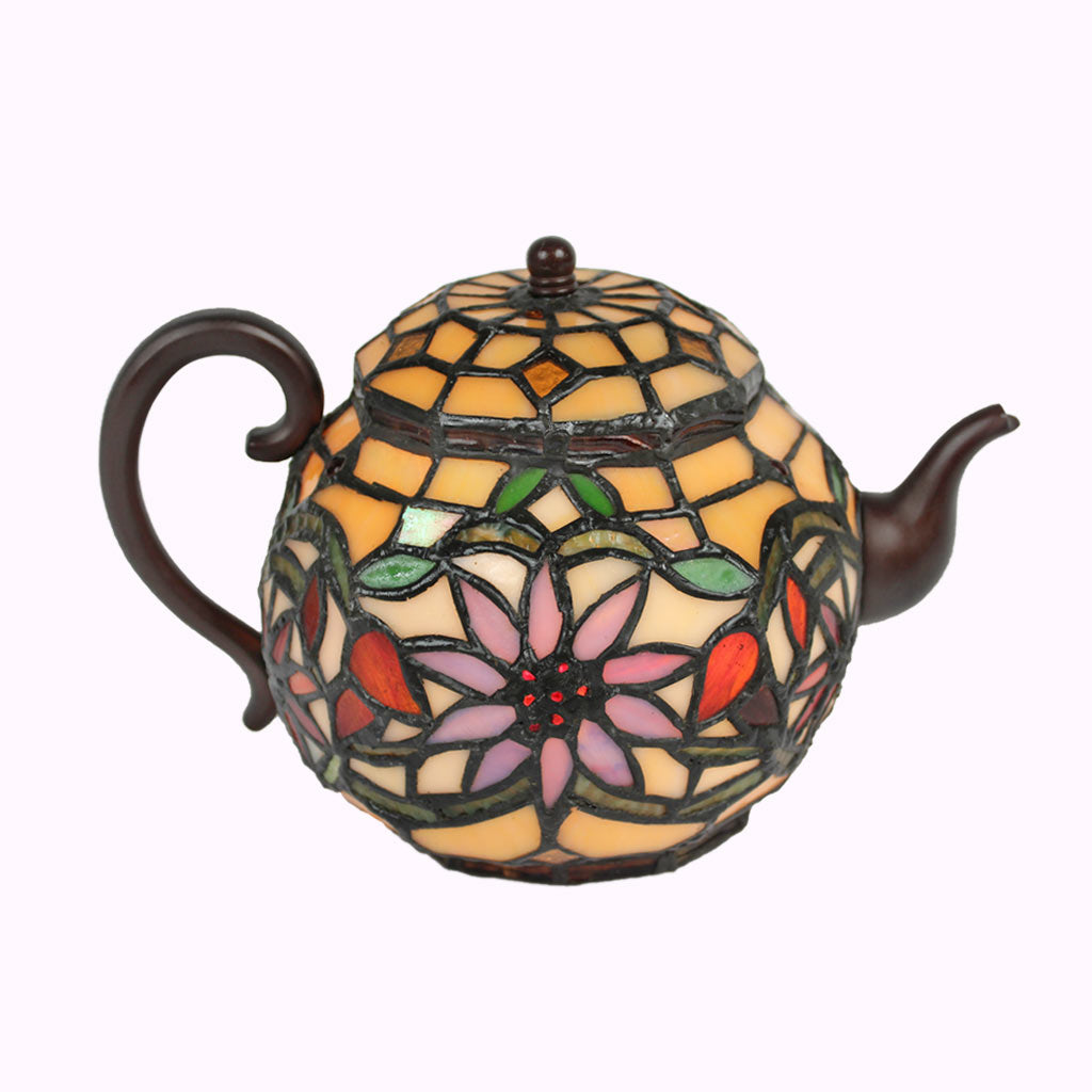 Charming Teapot Sculptured Bronze Tiffany Lamp