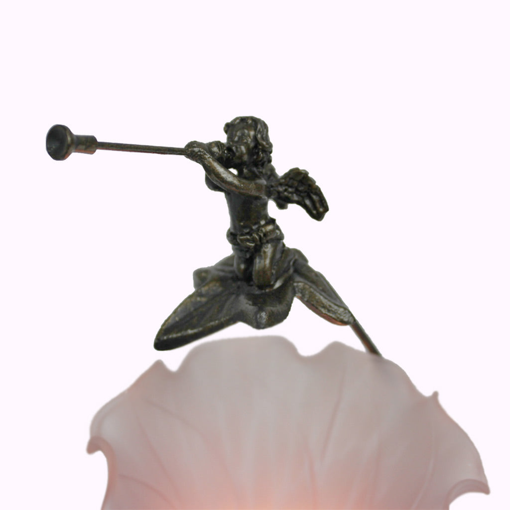 Tall Trumpeting Angel Sculptured Bronze Lamp from Memory Lane Lamps