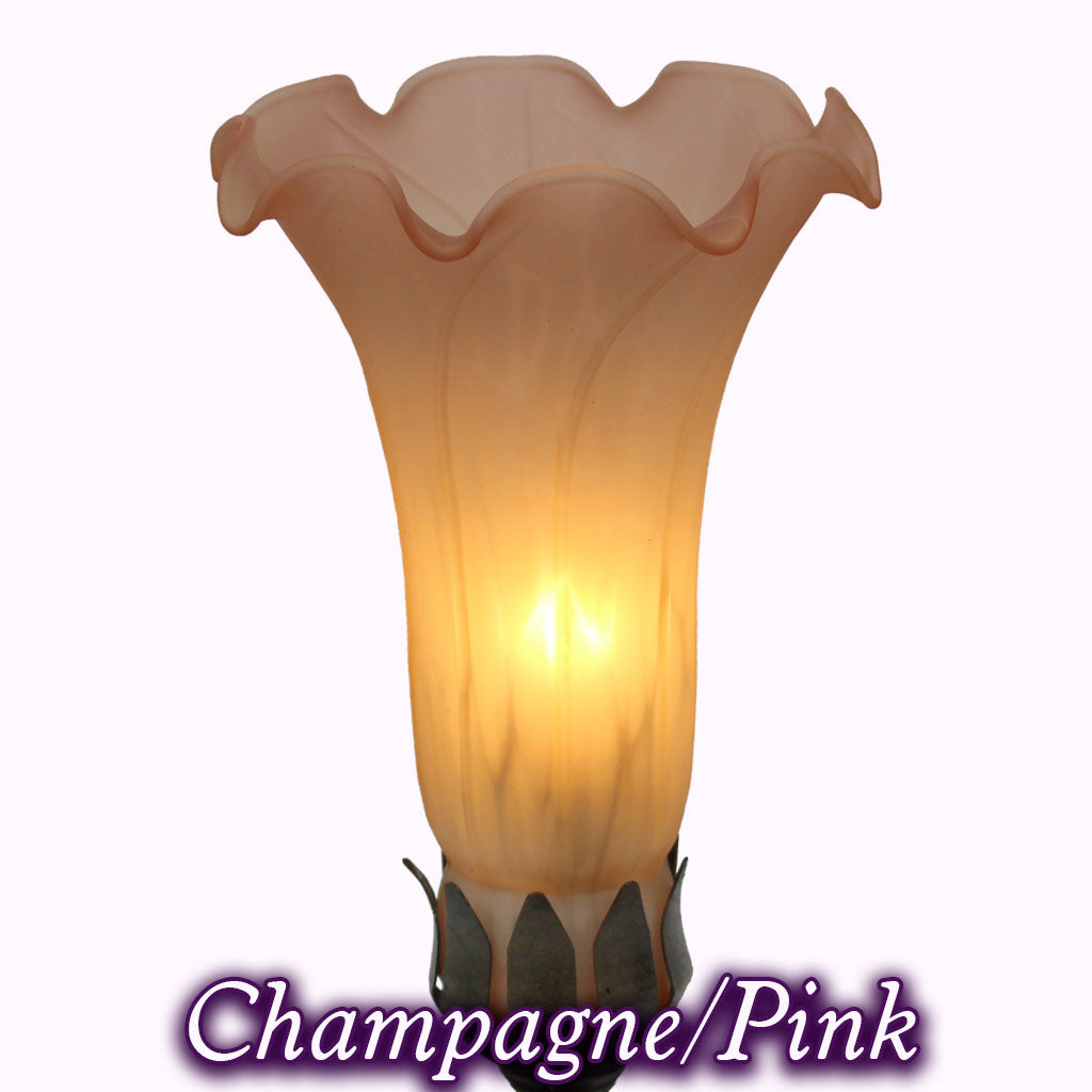 Eternal Dragonfly Sculptured Bronze Lamp in champagne and pink