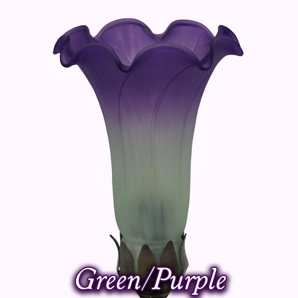 Tall Butterfly Sculptured Bronze Lamp in green and purple