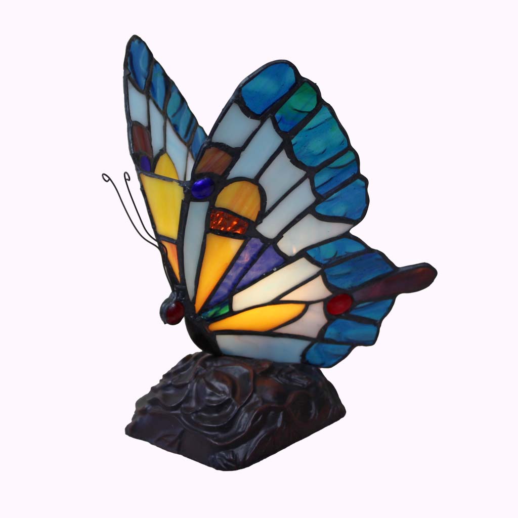 Blue and Yellow Butterfly Tiffany Lamp
