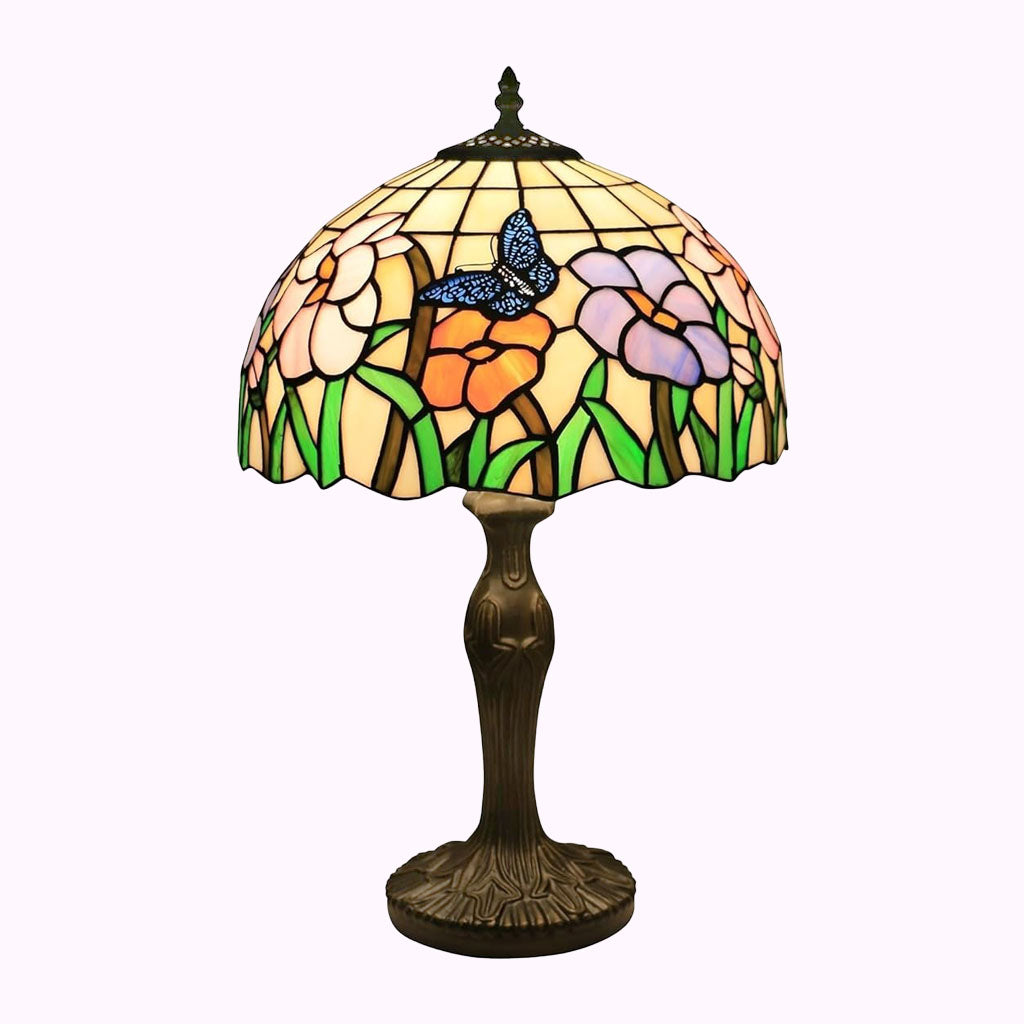 Heavenly Butterflies and Flowers Tiffany Table Lamp