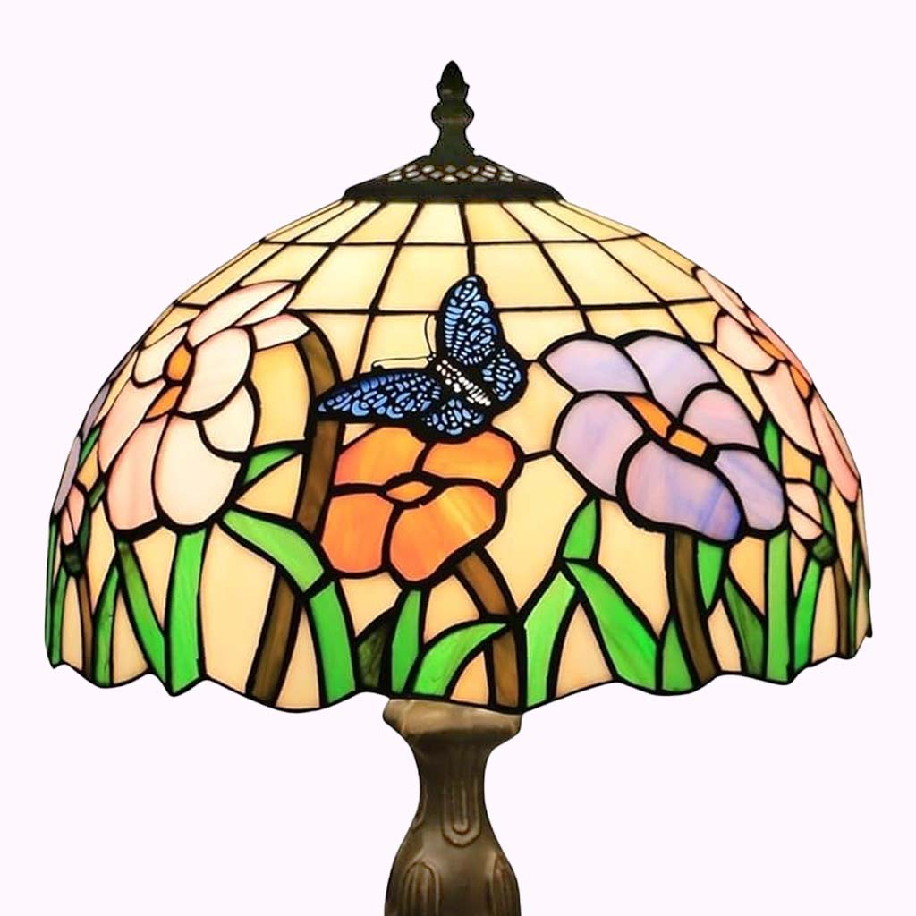 Heavenly Butterflies and Flowers Tiffany Table Lamp