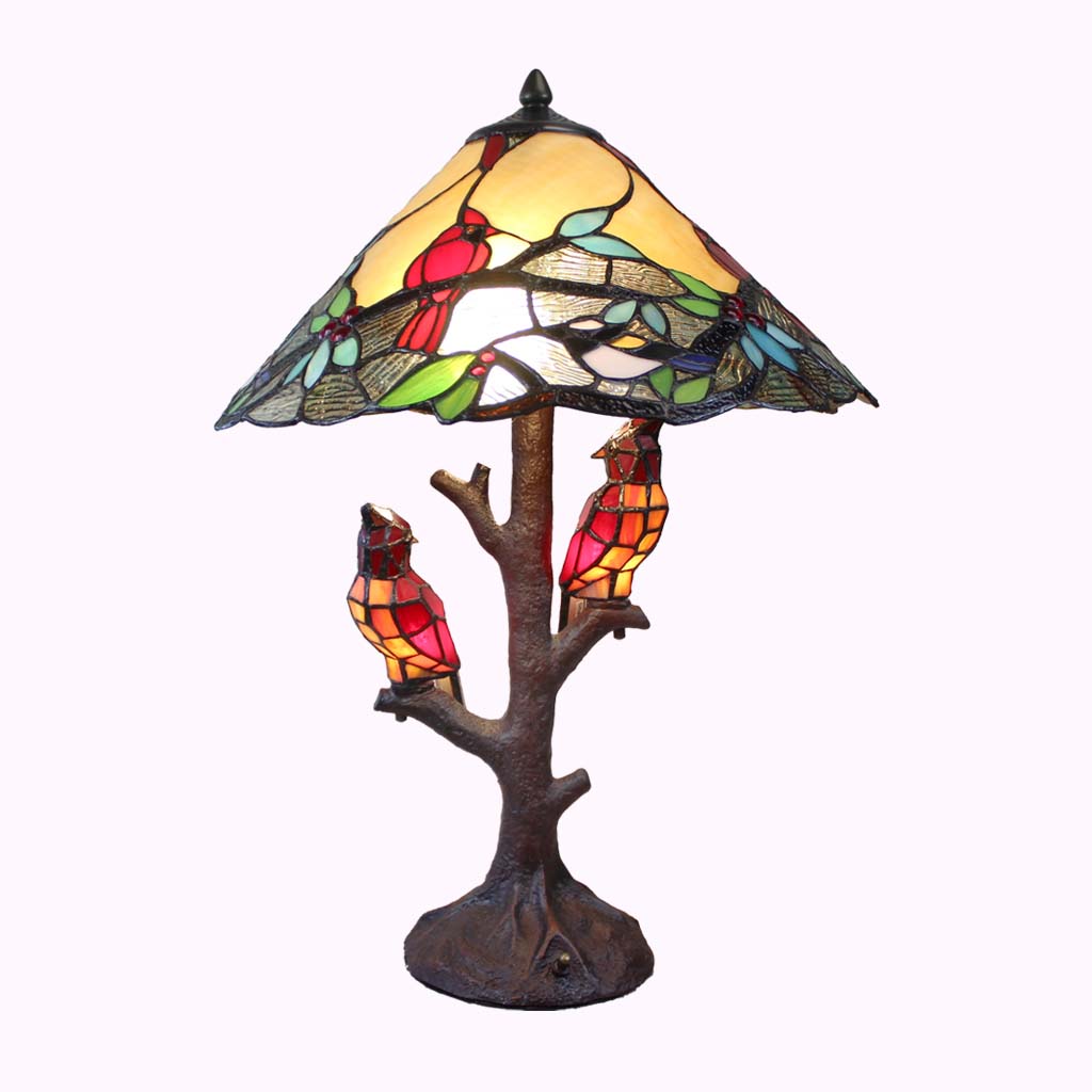 Cardinals and Friends Tiffany Table Lamp