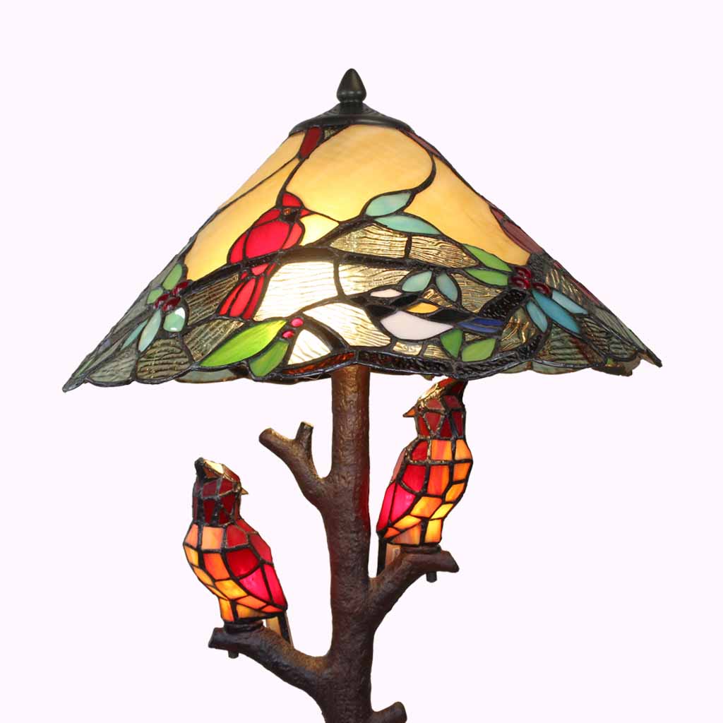 Cardinals and Friends Tiffany Table Lamp