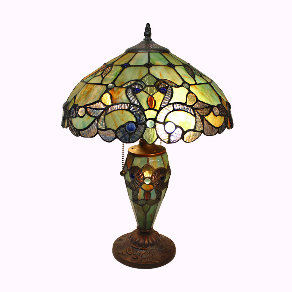 Magna Carta Double Lit Green Tiffany Table Lamp - Main Image