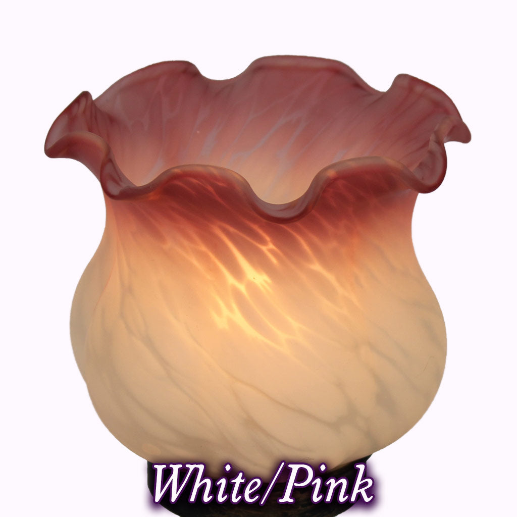 Replacement Glass Globe Shade - White/Pink – Memory Lane Lamps