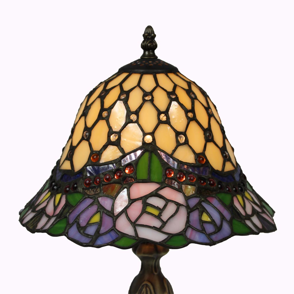 Jeweled Bell and Roses Tiffany Table Lamp