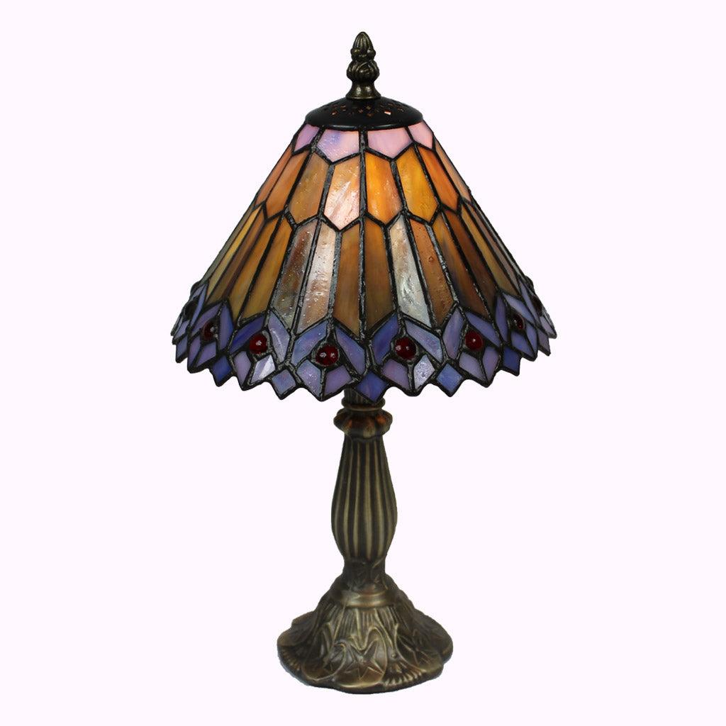 Jeweled Peacock Tiffany Table Lamp-small