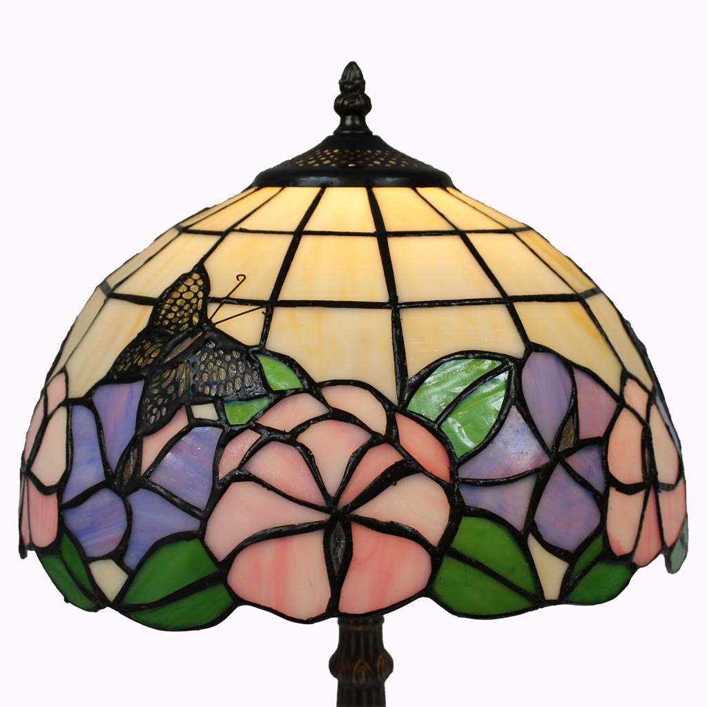 Butterflies and Pansies Tiffany Table Lamp
