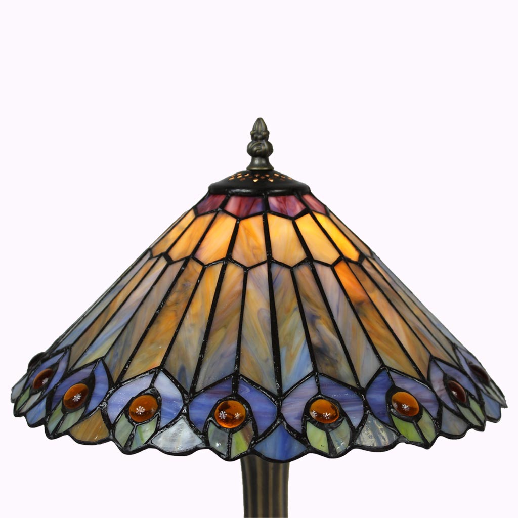 Jeweled Peacock Tiffany Table Lamp-large