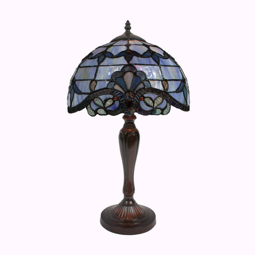 Blue Baroque Tiffany Table Lamp - Medium