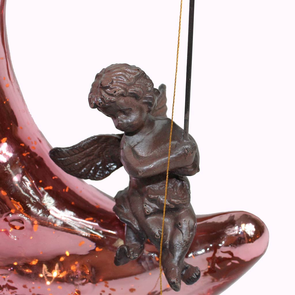 Bronze Table Lamps: Pink Moon Cherub Sculptured Bronze Lamp