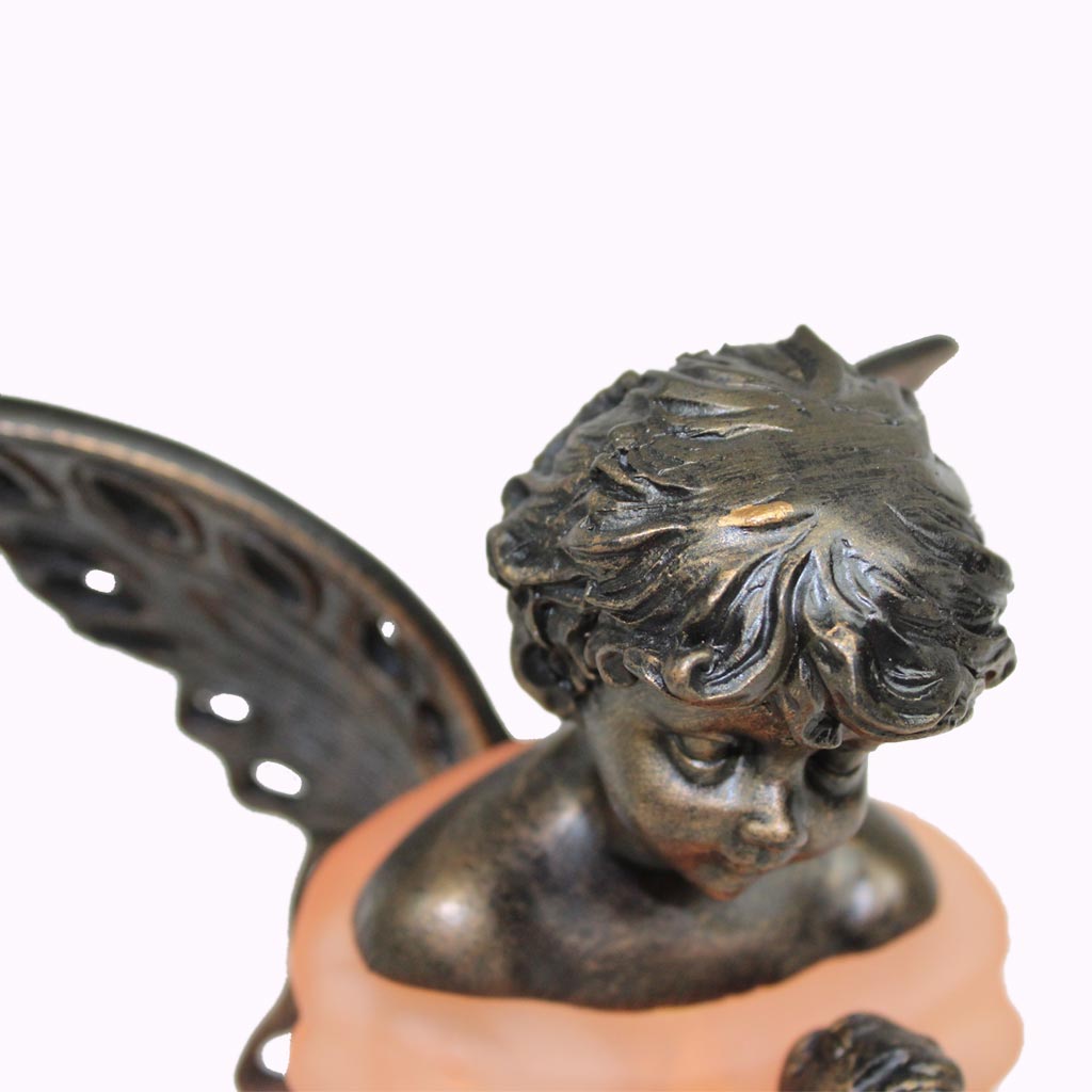 Pink Praying Angel Sculptured Bronze Lamp from Memory Lane Lamps