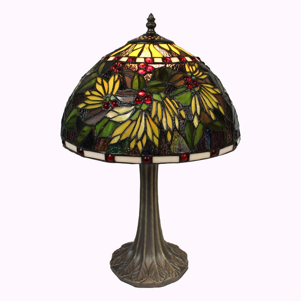 Red Berry Bushes Tiffany Table Lamp