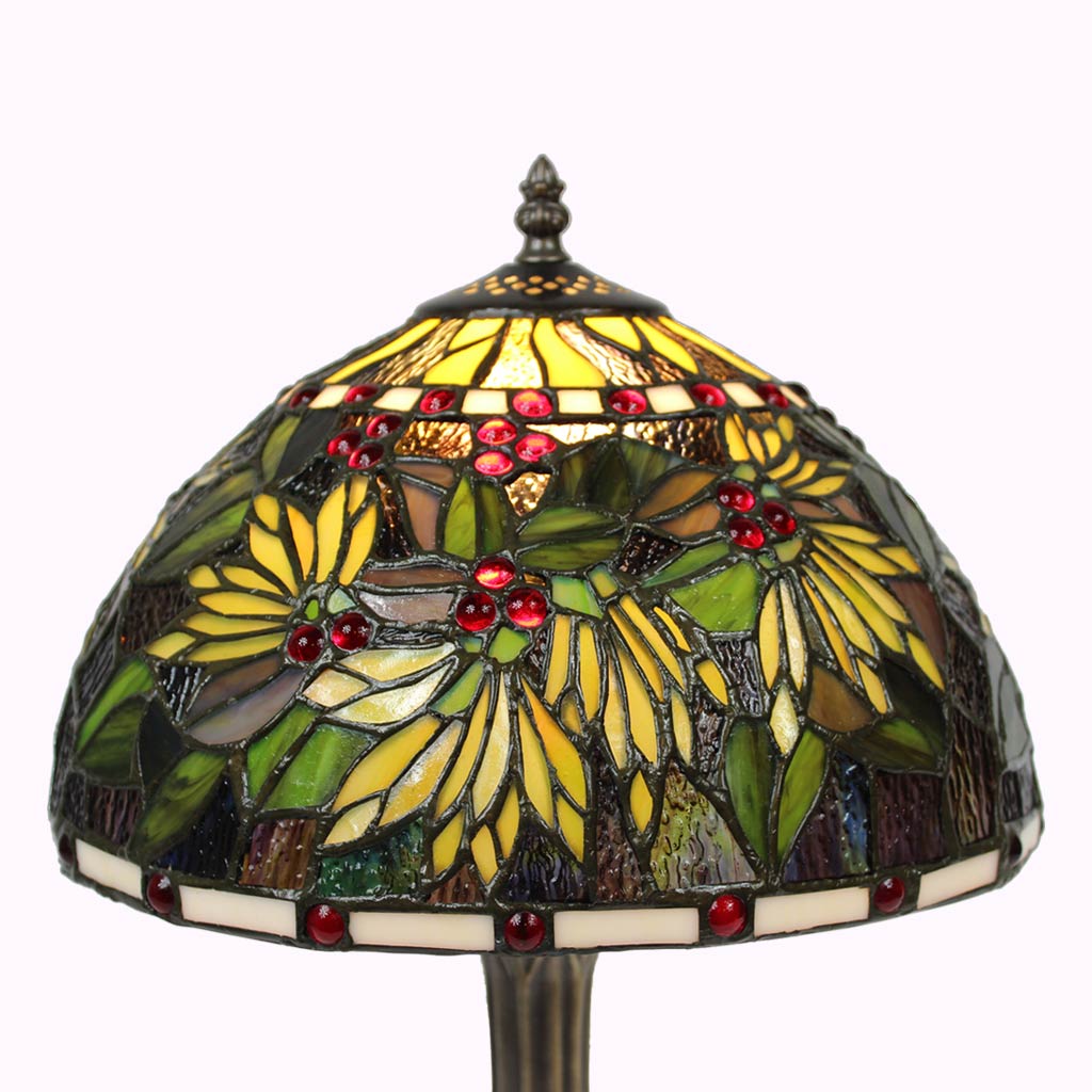 Red Berry Bushes Tiffany Table Lamp