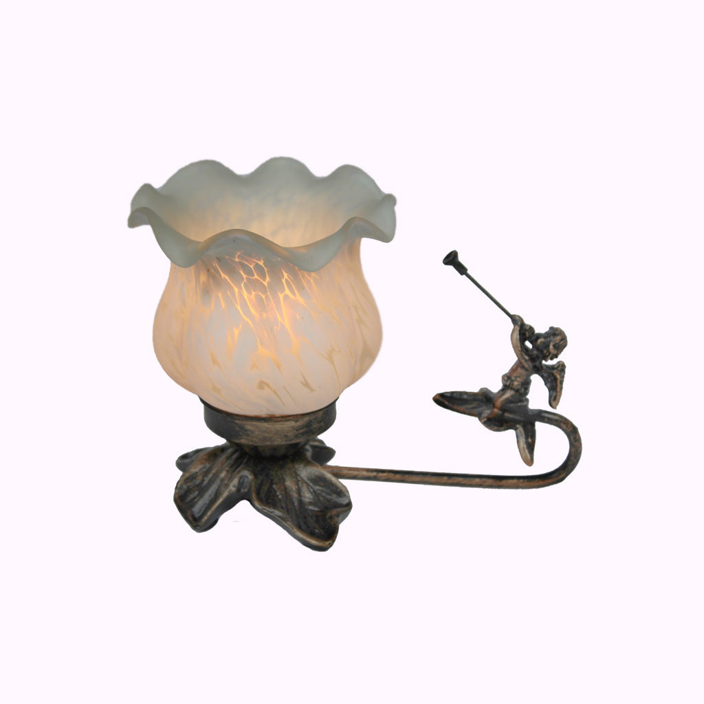 Short Trumpeting Angel Sculptured Bronze Lamp