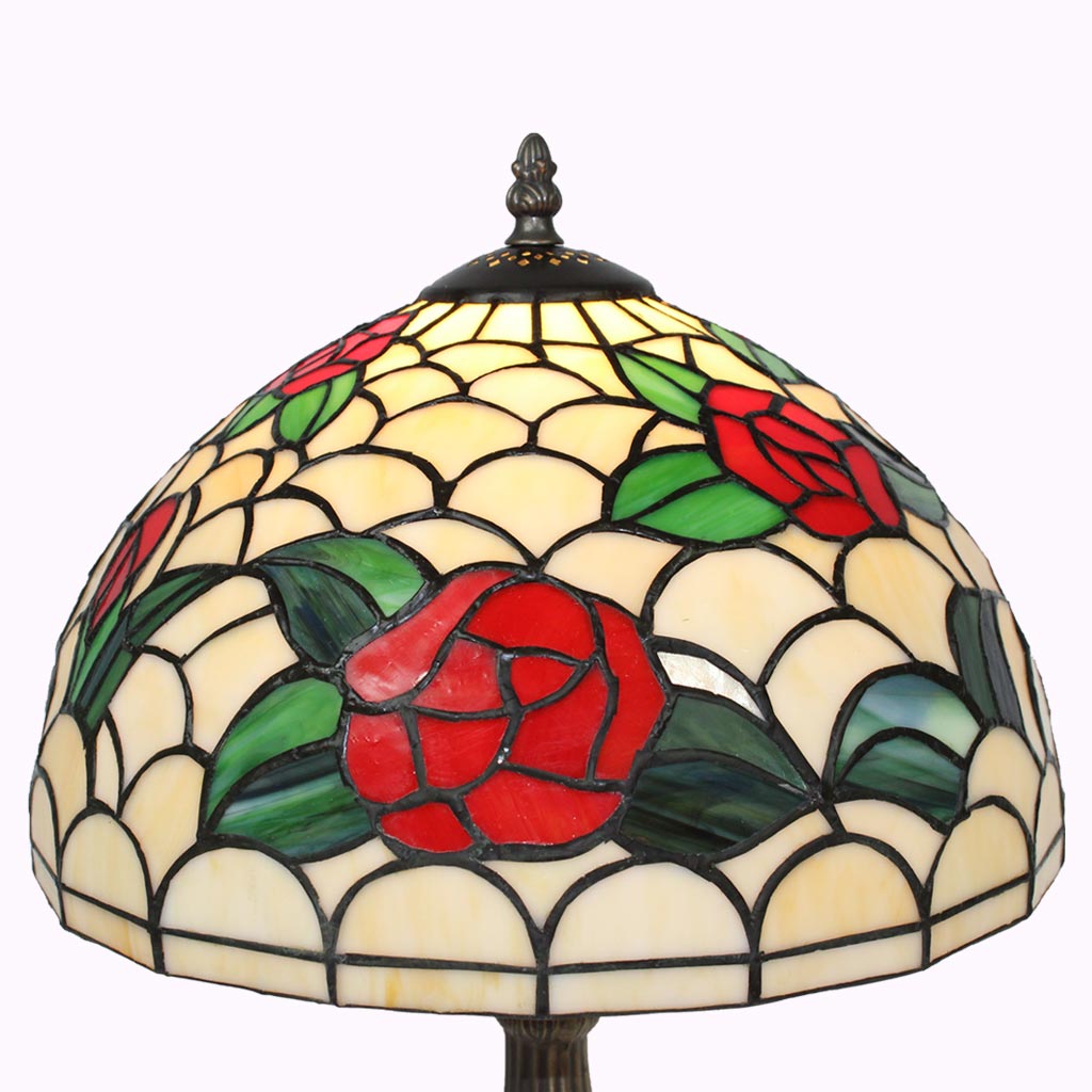 Lovely Red Roses Tiffany Table Lamp