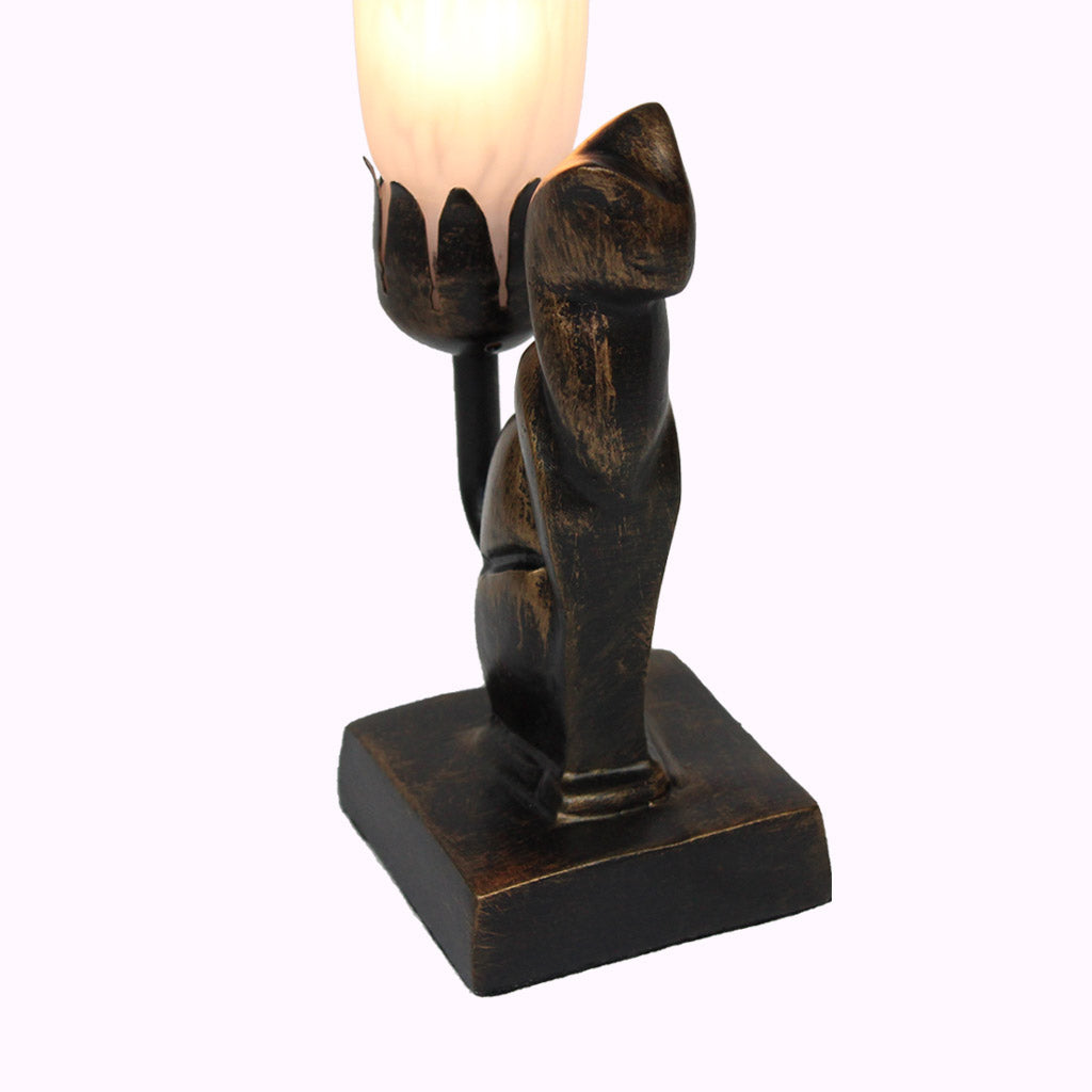 Sitting Cat Sculptured Bronze Lamp from Memory Lane Lamps