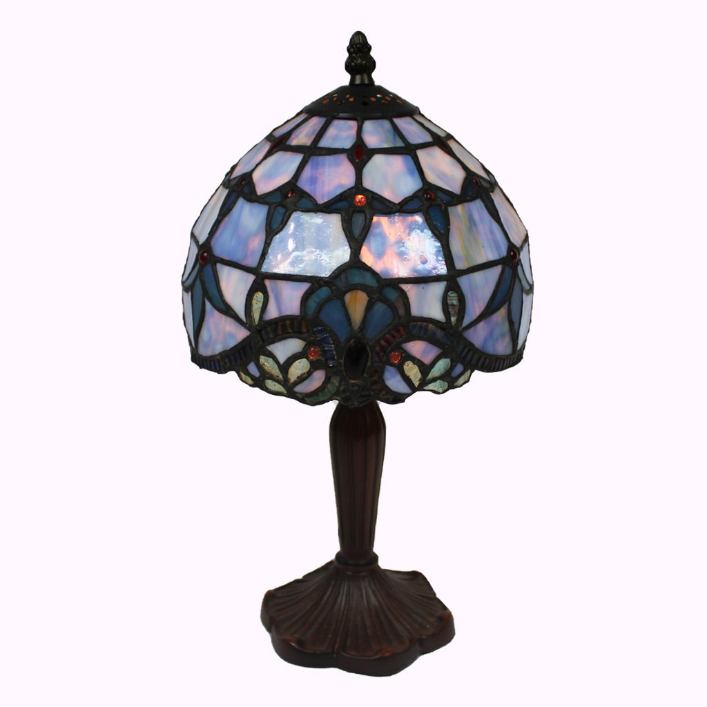 Blue Baroque Tiffany Accent Lamp - Small