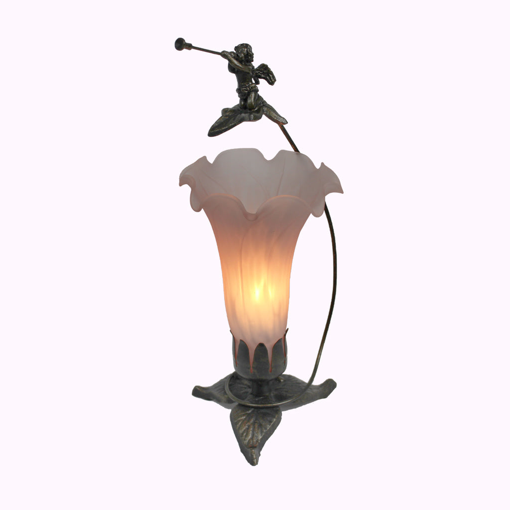 Tall Trumpeting Angel Sculptured Bronze Lamp