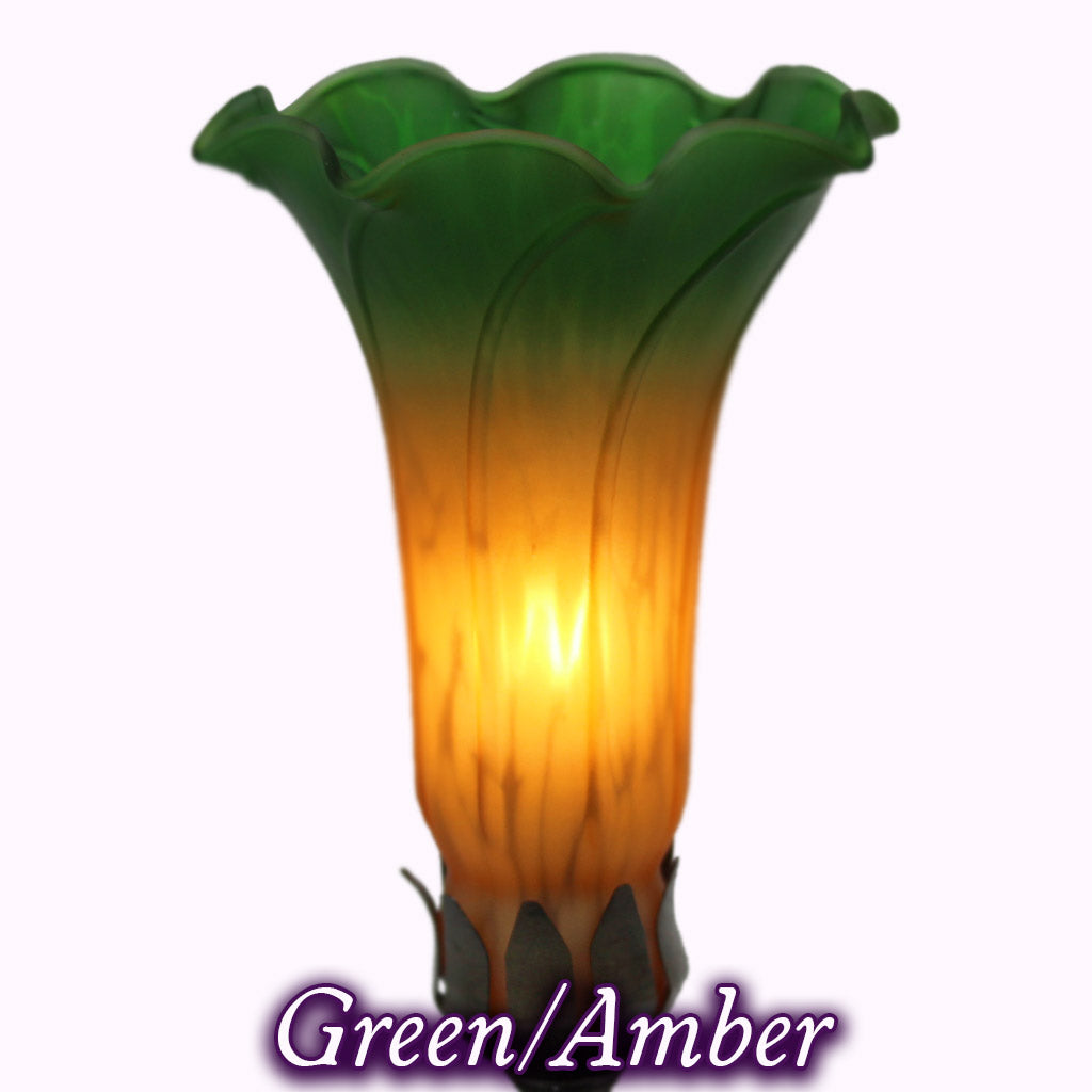 Eternal Dragonfly Sculptured Bronze Lamp in green and amber