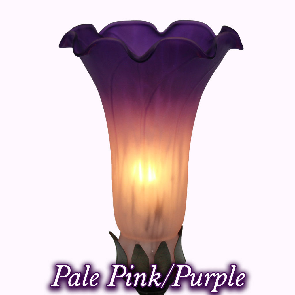 Tall Hummingbird Sculptured Bronze Lamp in pale pink and purple