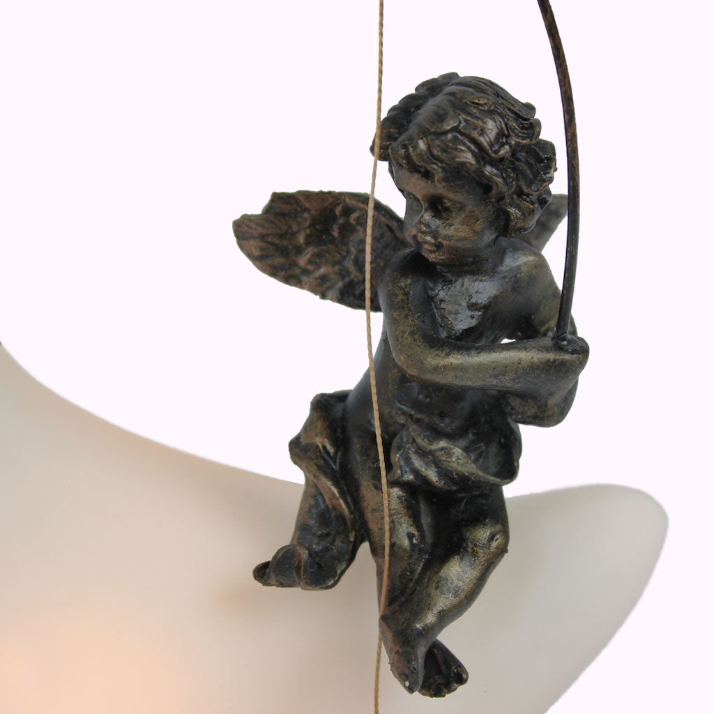 White Moon Cherub Sculptured Bronze Lamp at Memory Lane Lamps